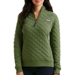 Vineyard Vines shep green quilted quarter zip pullover small